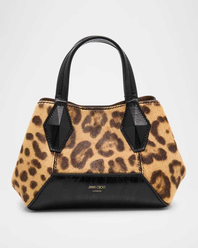 XS Diamond Leopard Calf Hair Tote Bag
